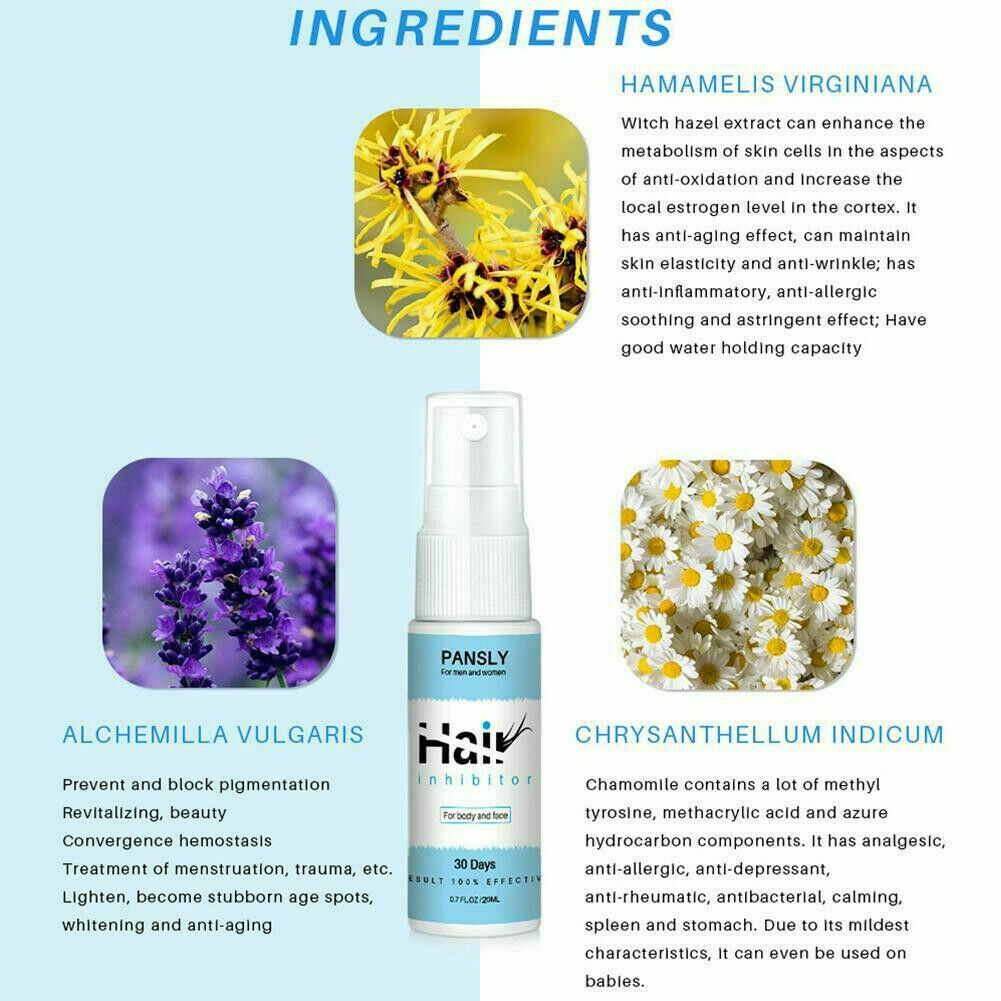Spray Away - Hair Growth Inhibitor Removal Spray Painless Remove Hair Body Care.