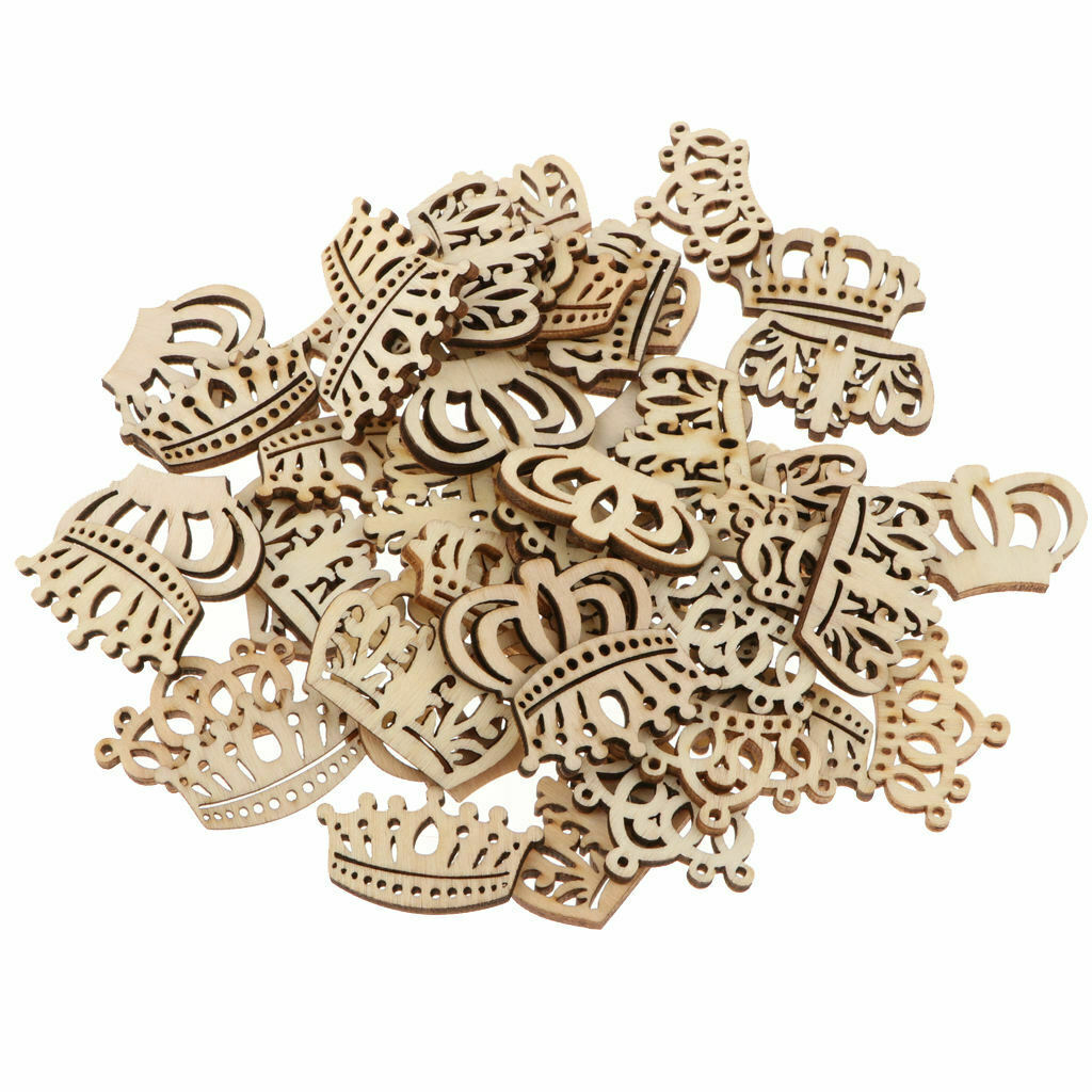50 pieces mini crowns wood decorative wooden discs confetti scatter decoration