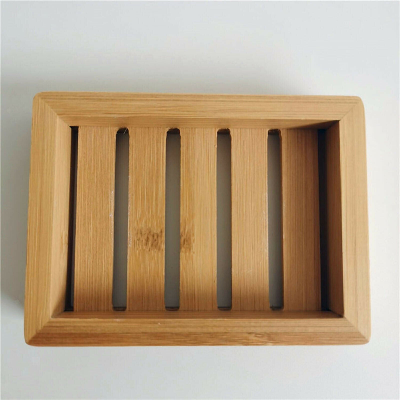 12X8cm Bamboo Soap Dish Bathroom Shower Kitchen Soap Holder Sponges Bathtub
