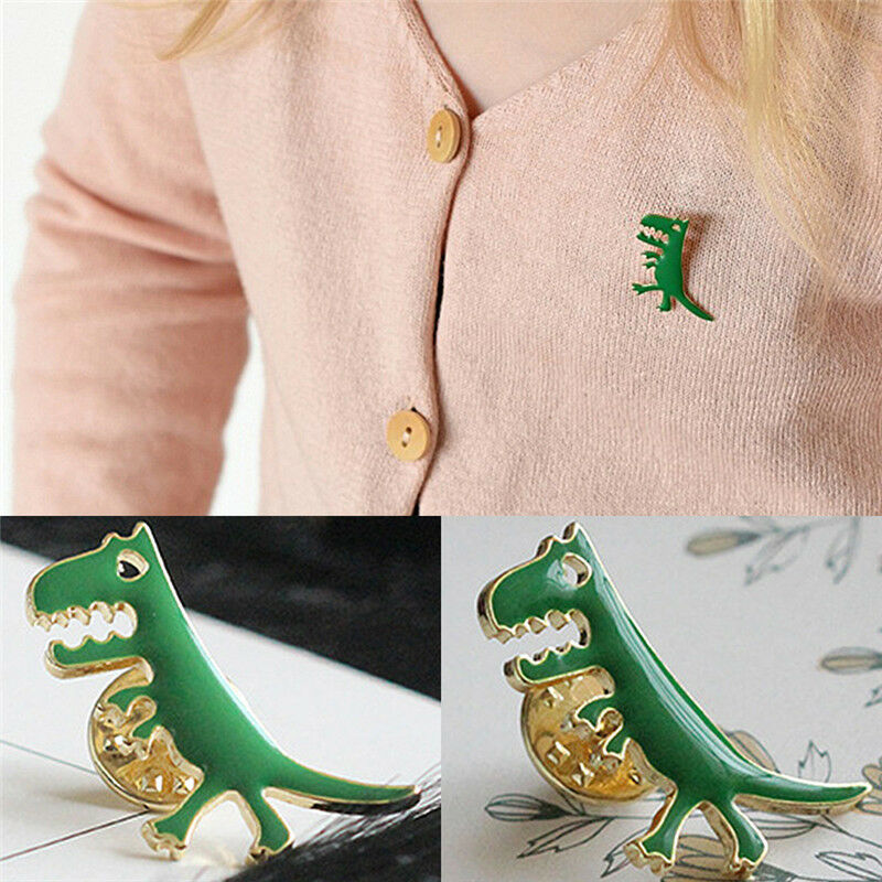 Green Dinosaur Badge Lapel Pin Brooch For Bag Backpack Accessories Kids Gi.l8