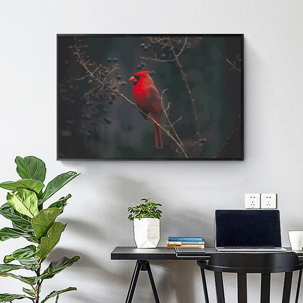 DIY Oil Painting By Number Kit Redbird Hand Painted Craft Drawing Decor 50x40cm