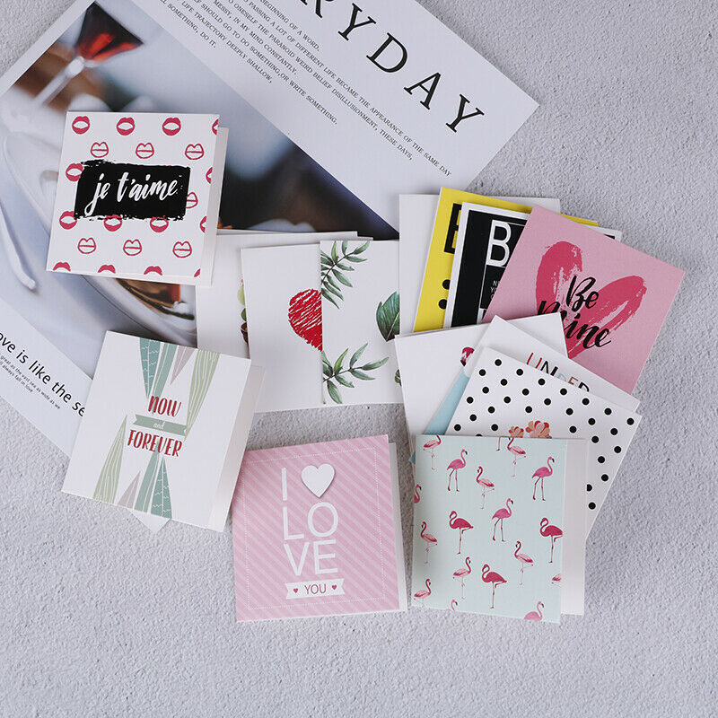 10pcs/set Cartoon Birthday Greeting Cards Blank New Year Greeting Postc .l8