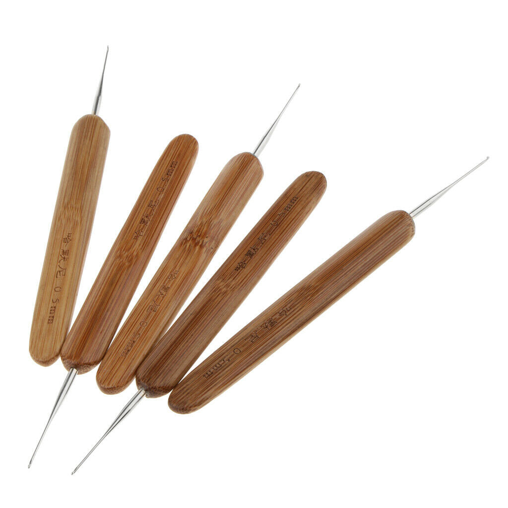 7Pcs Dreadlocks Crochet Hooks Tool Set 1 Hook,2 Hooks 0.5mm Bamboo Crochet