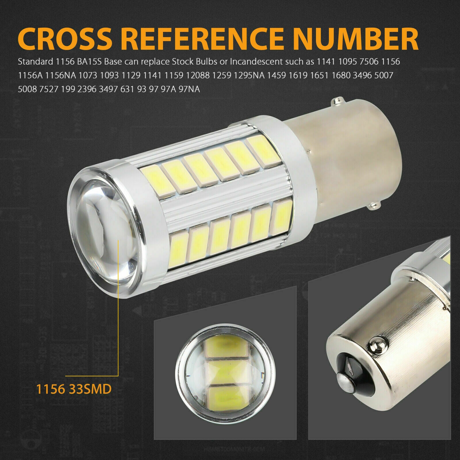 4x Super White 1156 33-SMD 6000K LED Interior Light Camper Trailer RV Bulbs 12V