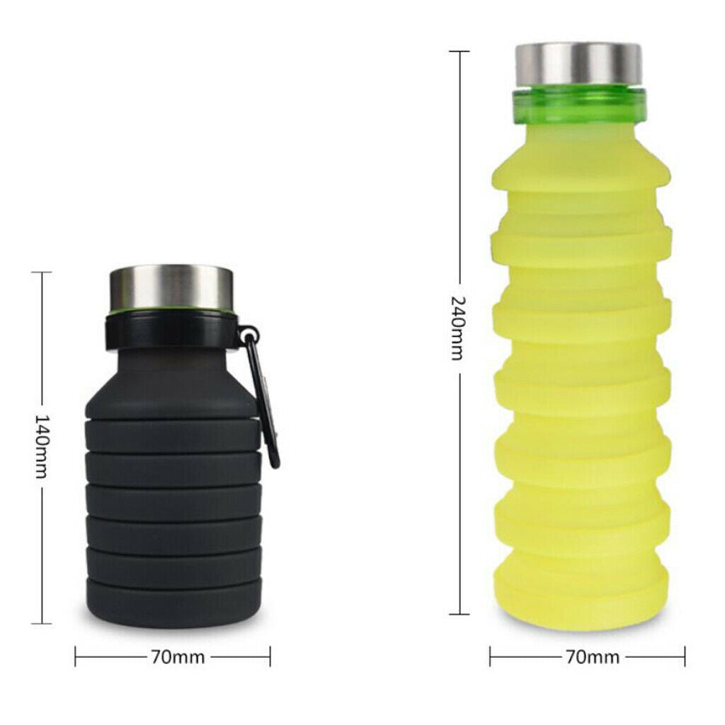 550ml Sports Silicone Foldable Collapsible Water Bottle Camping Travel