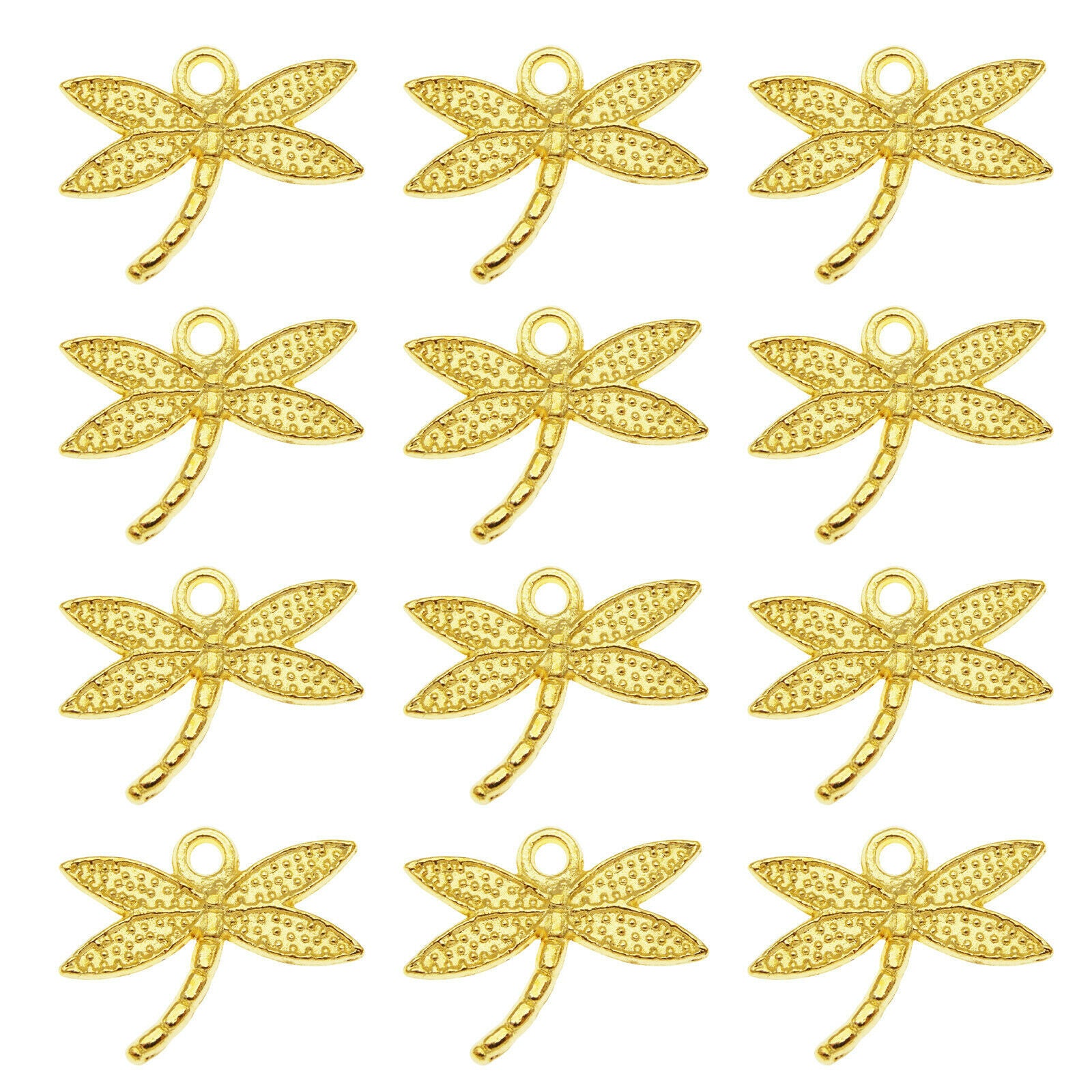 60 pcs Golden Dragonfly Alloy Charm Pendant Jewelry Drop Dangle Insect 18*12mm