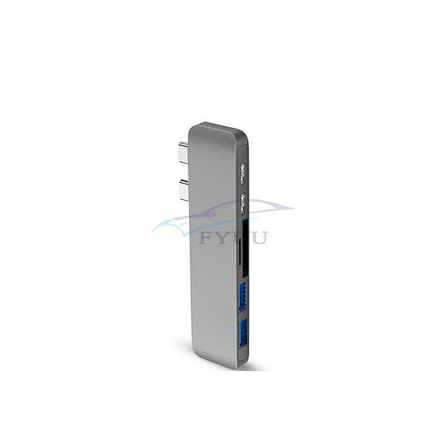 1Piece 60W Double USB3.0 Female Ports Type-C HUB 6in1 Cable Connector Converter