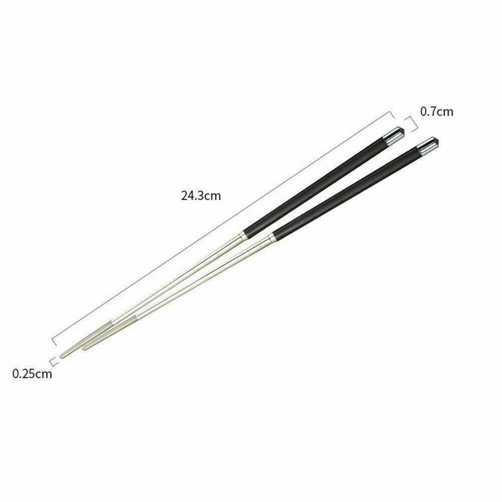 1 Pair Metal Chopsticks Chinese Korean Stainless Steel Chop Sticks Gift Black AU