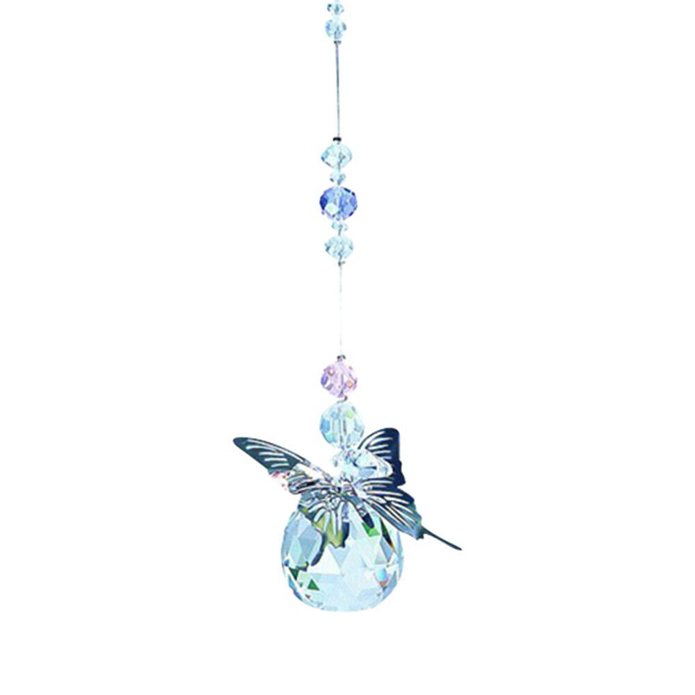 Crystal  Butterfly Pendant Crystal Ball Hanging Drop Home Decor @