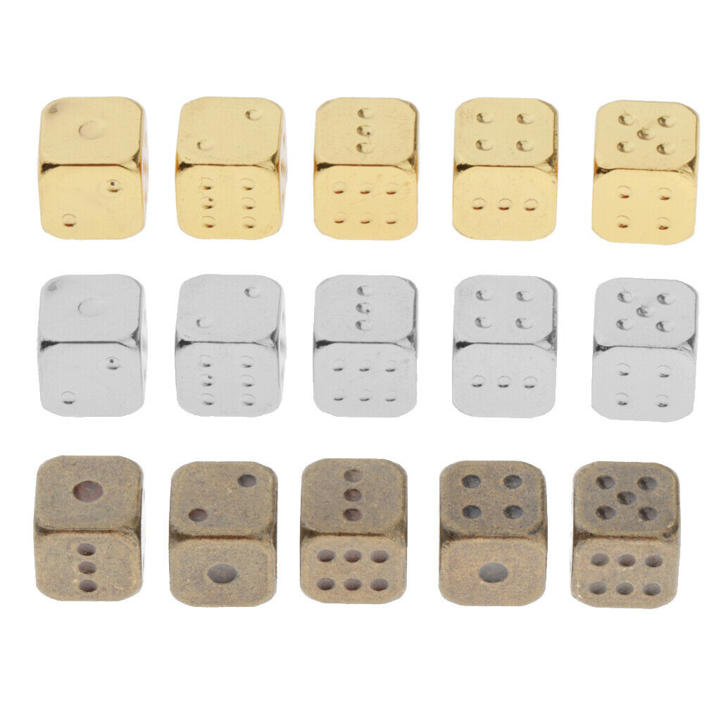 Six Sided Dice D6 Set of 5 Zinc Alloy Dices D&D RPG MTG Game Supply Golden