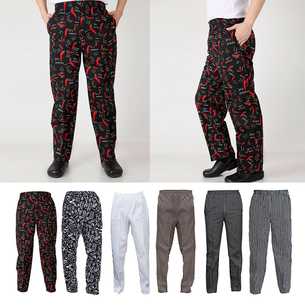 Set of 2 Cotton Restaurant Cafe Chef Waiter Pants Cook Uniform Accessories