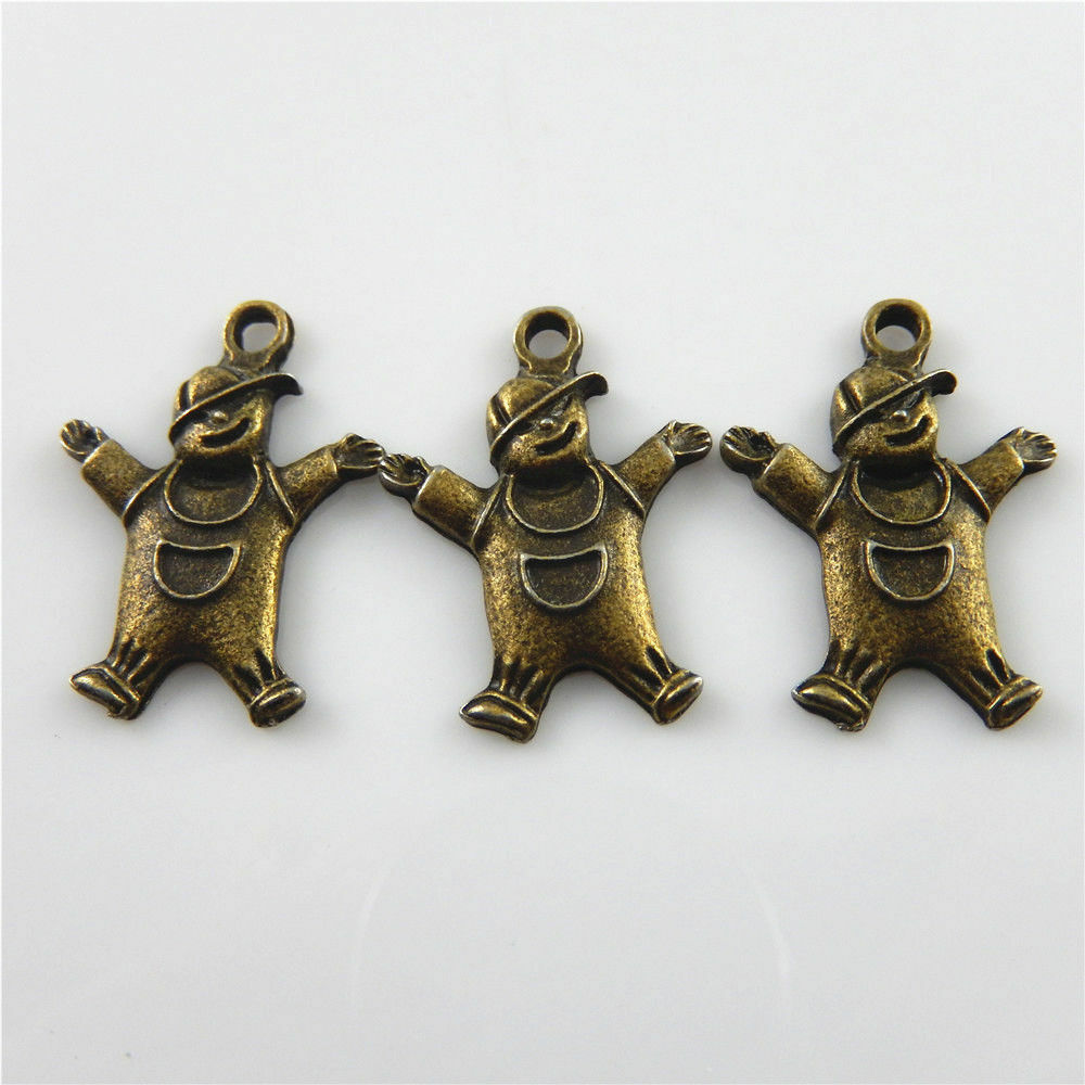 60-pack Antiqued Bronze Alloy Funny Cown Pendant Jewelry Making Charm 20x18x3mm
