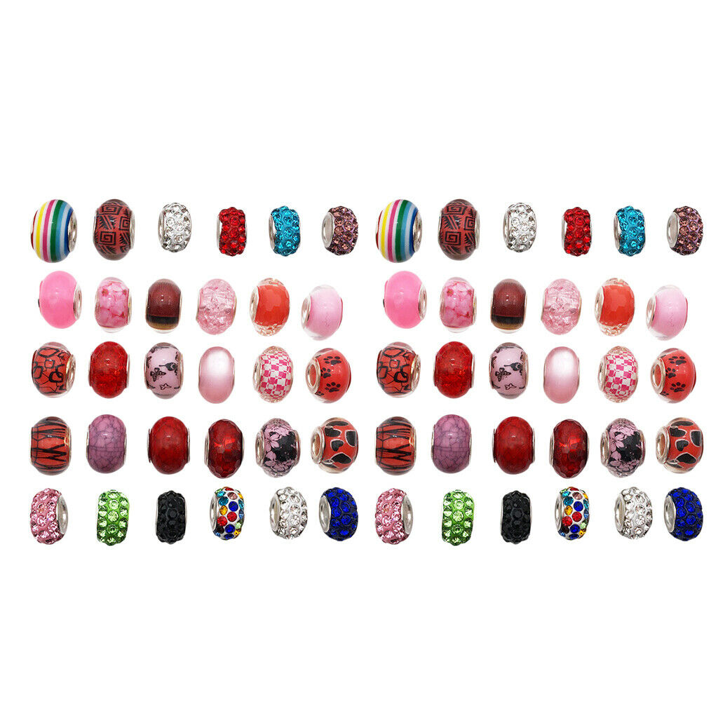 60x Colorful Glass Lampwork Beads Crafts Lampwork Murano Necklace Supplies