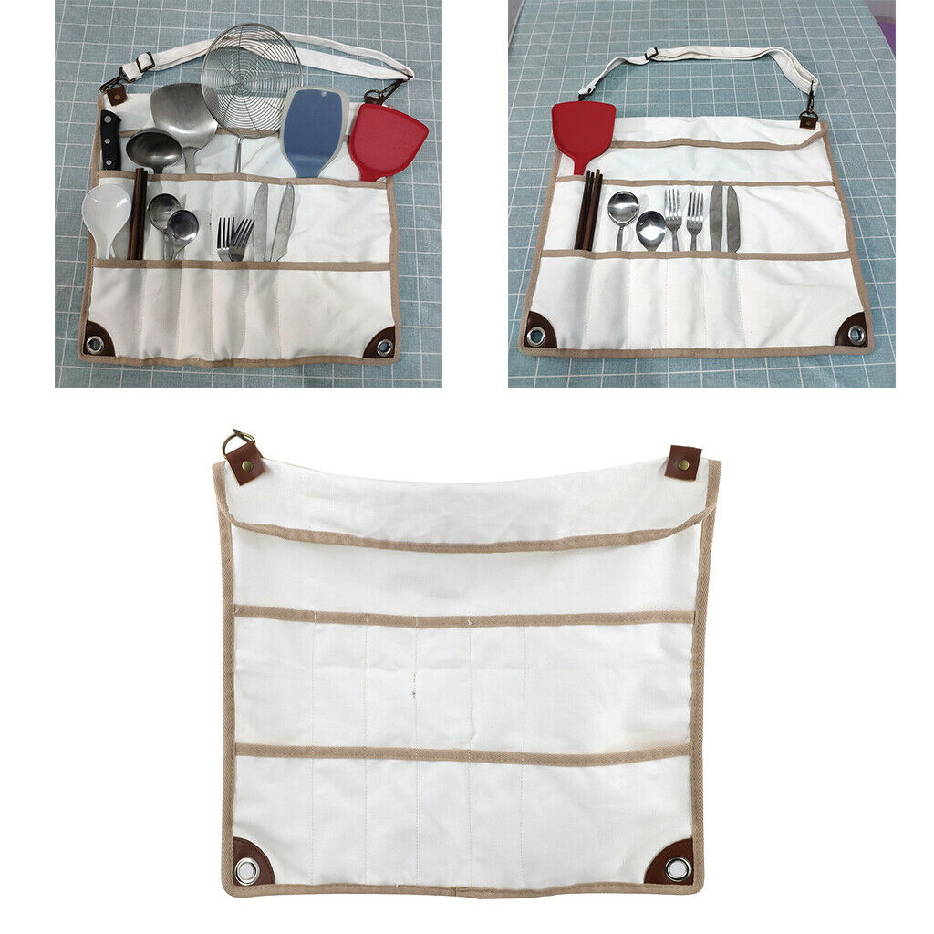 Camping Tableware Canvas Storage Bag BBQ Outdoor Utensil Organizer Neatly