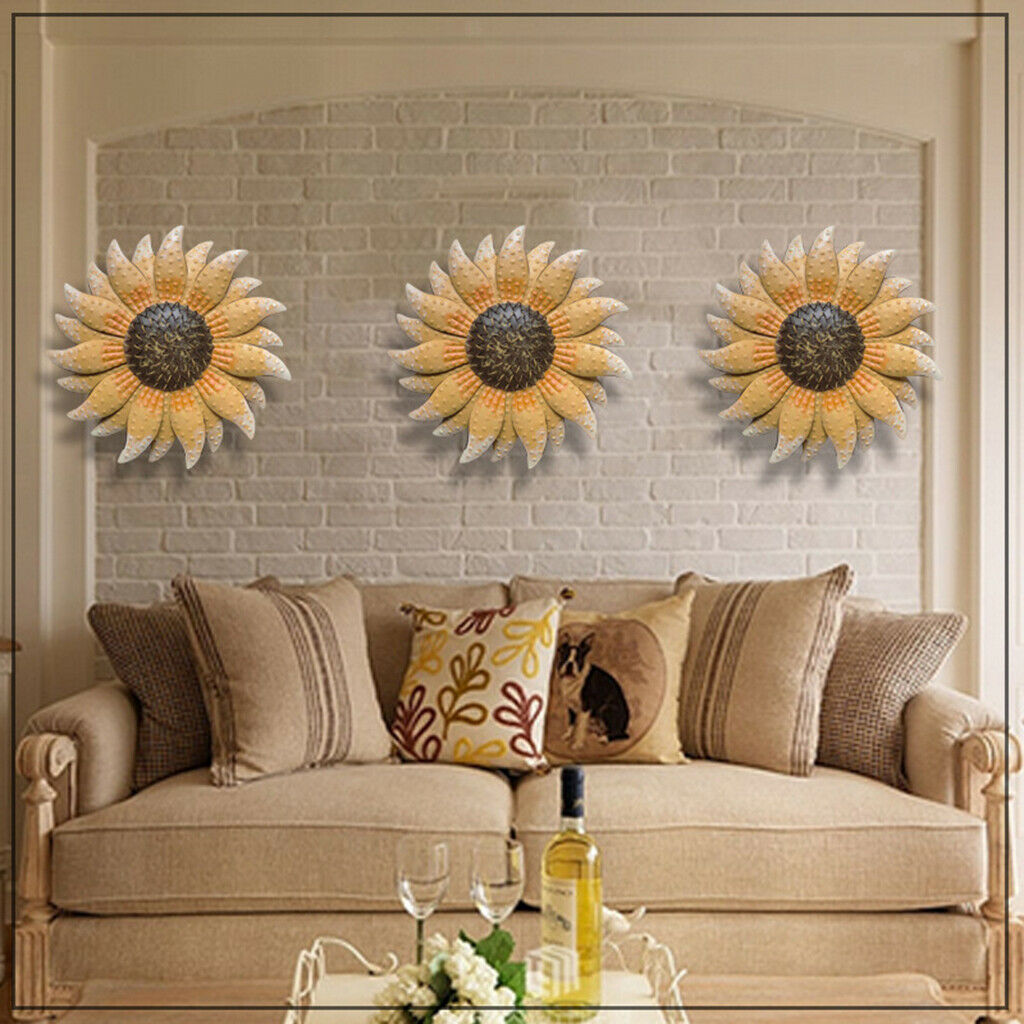 13 Inch Metal Sunflower Wall Art Decor Yard Porch Wall Hanging Sculpture