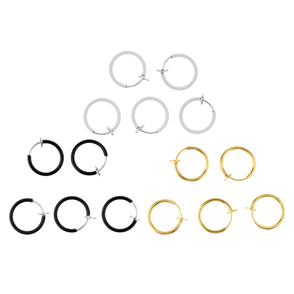 15Pcs 13mm Clip On Nose Ear Septum Lip Eyebrow Earring No Piercing
