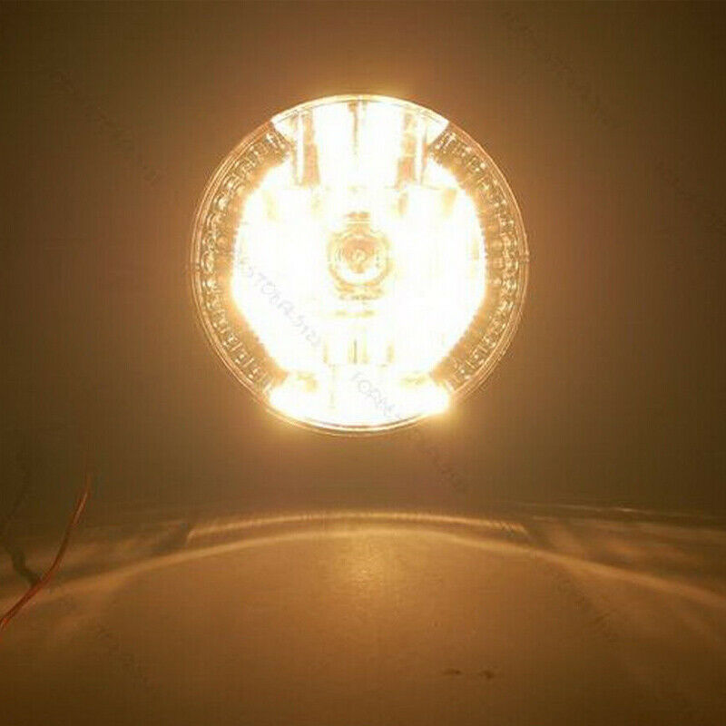12V 7" 35W Retro LED Motorcycle Bike Headlight Cover Turn Signal Amber Lamp Bulb
