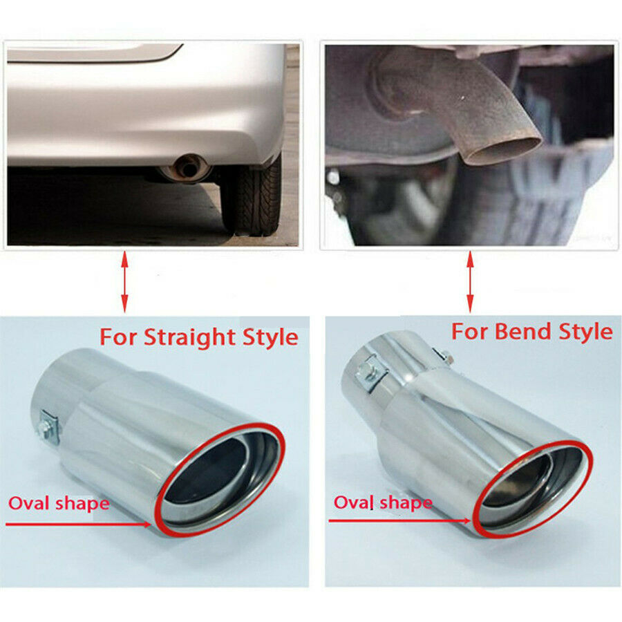 2.5" Car Exhaust Pipe Tip Oval Slant Muffler Black Stainless Steel Universal