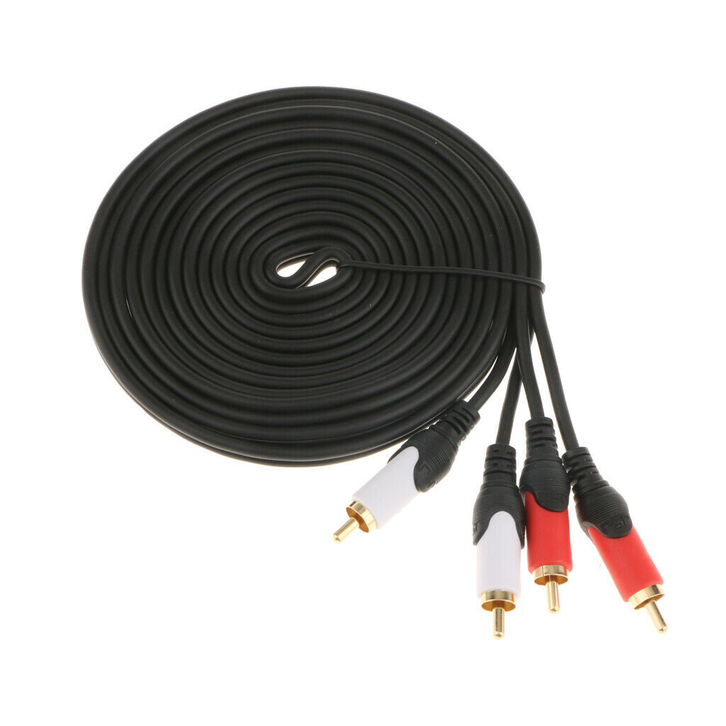 Dual RCA to RCA Audio Video AV Cord for HDTV DVD VCR Stereo Audio Cold Black