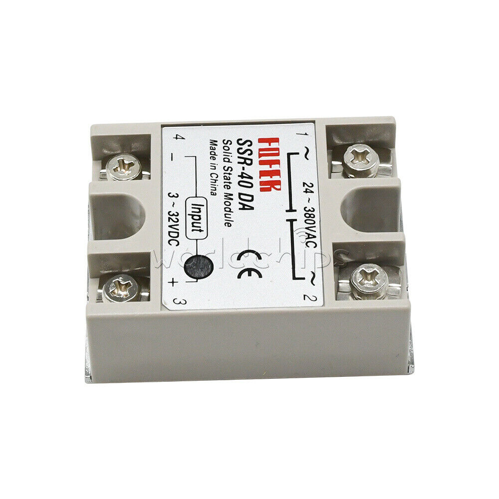 5x 24V-380V 40A 250V SSR-40 DA Solid State Relay Module 3-32V DC-AC for Arduino
