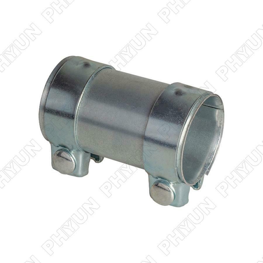 51mm Exhaust Pipe Connector Sleeve Double Clamp Tube Adapter Stainless Steel