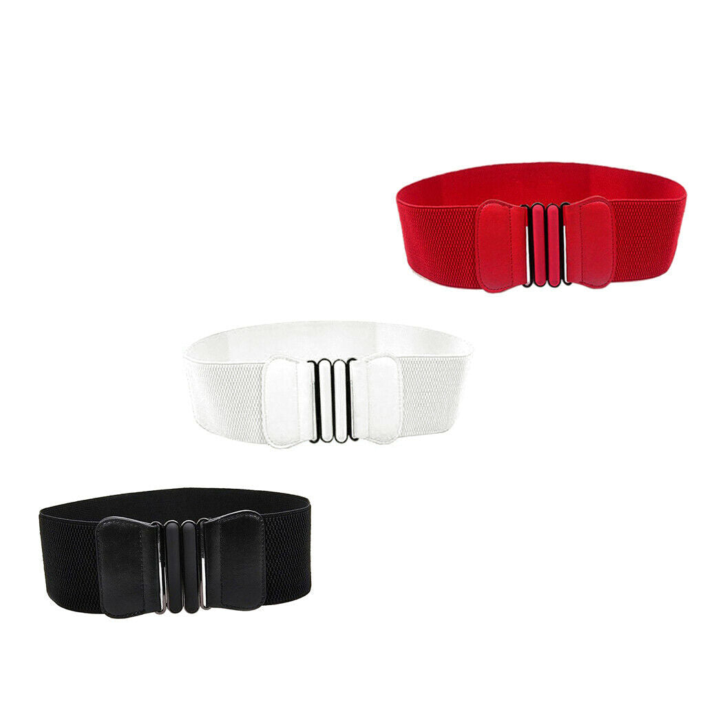 3 Pieces Womens Faux Leather Wide Elastic