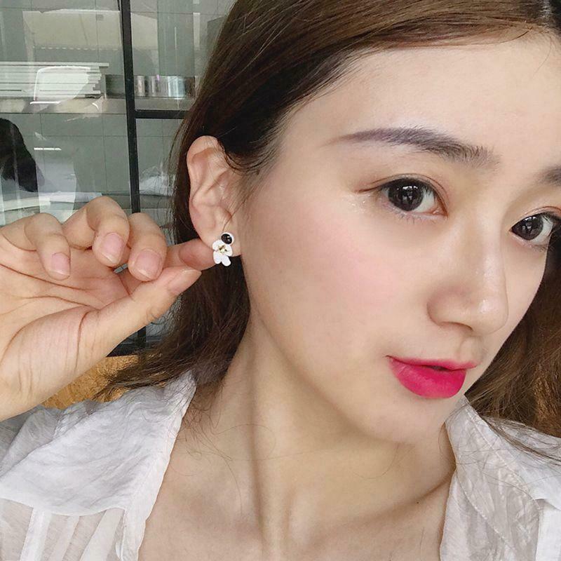 Cute Starry Sky Star Space Asymmetrical Astronaut Small Stud Earrings for Women
