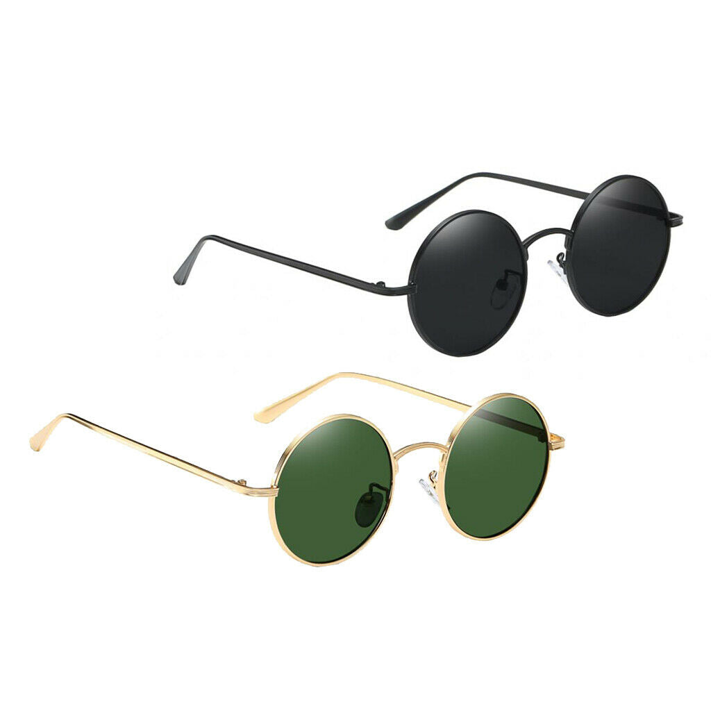 2x Men Women Chic Round Lens Sunglasses Punk Goth Shades Rave Club Costume