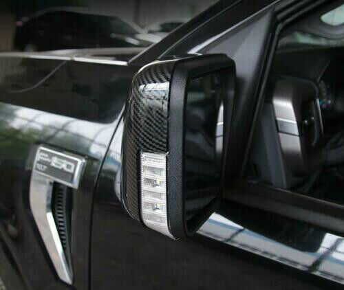 For Ford F150 F-150 2021-2022 Carbon Fiber ABS Side Rear View Mirror Cover Trim
