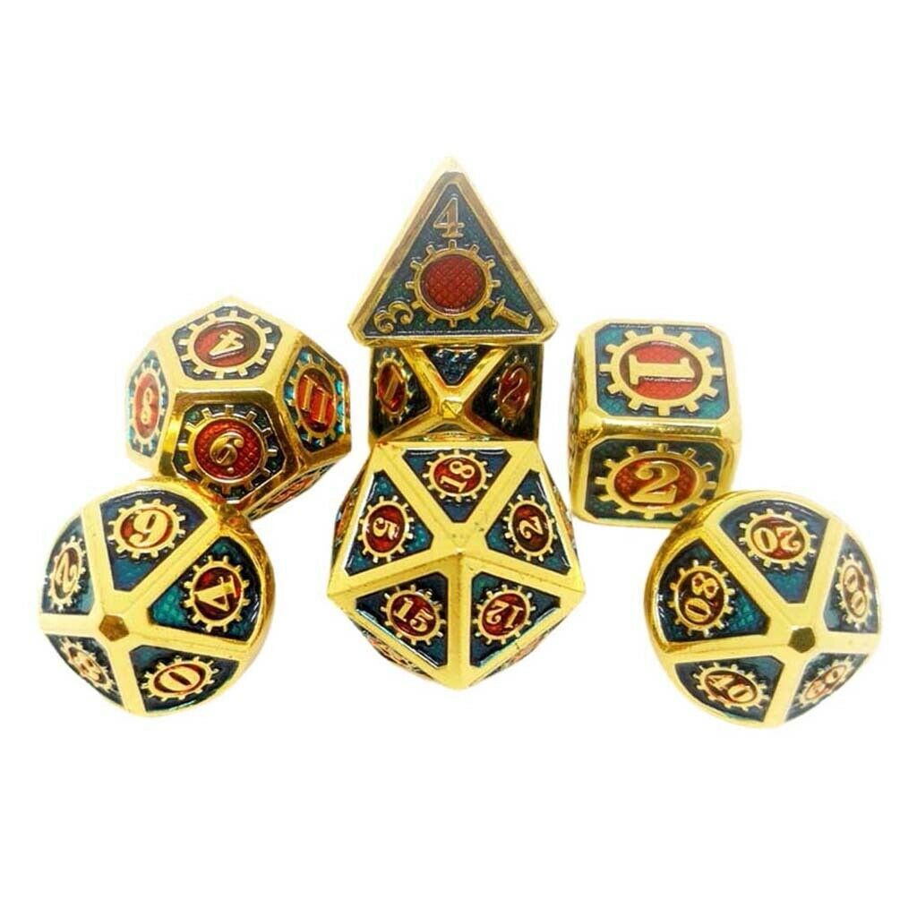 7x Polyhedral Multi-sided Zinc Alloy for DnD D&D Pathfinder Board Games 20