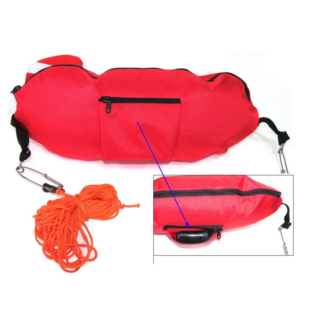 Nylon Spearfishing Torpedo Buoy Diving Scuba Float Dive Flag Rope Hooks 57x20cm