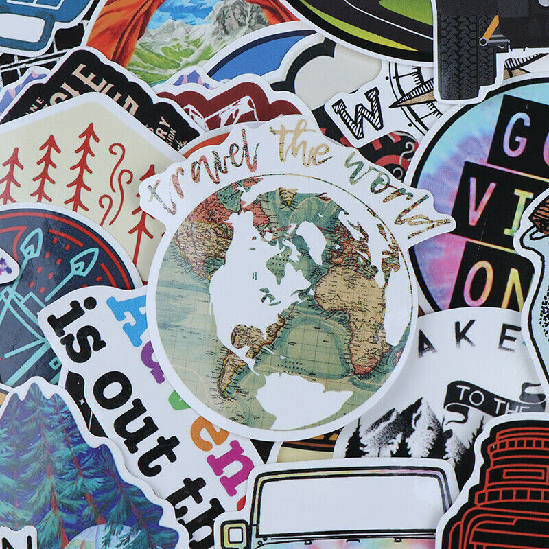 65Pcs Hiking Travel Stickers Adventure Outdoor Landscape Waterproof PVC DecalRDD
