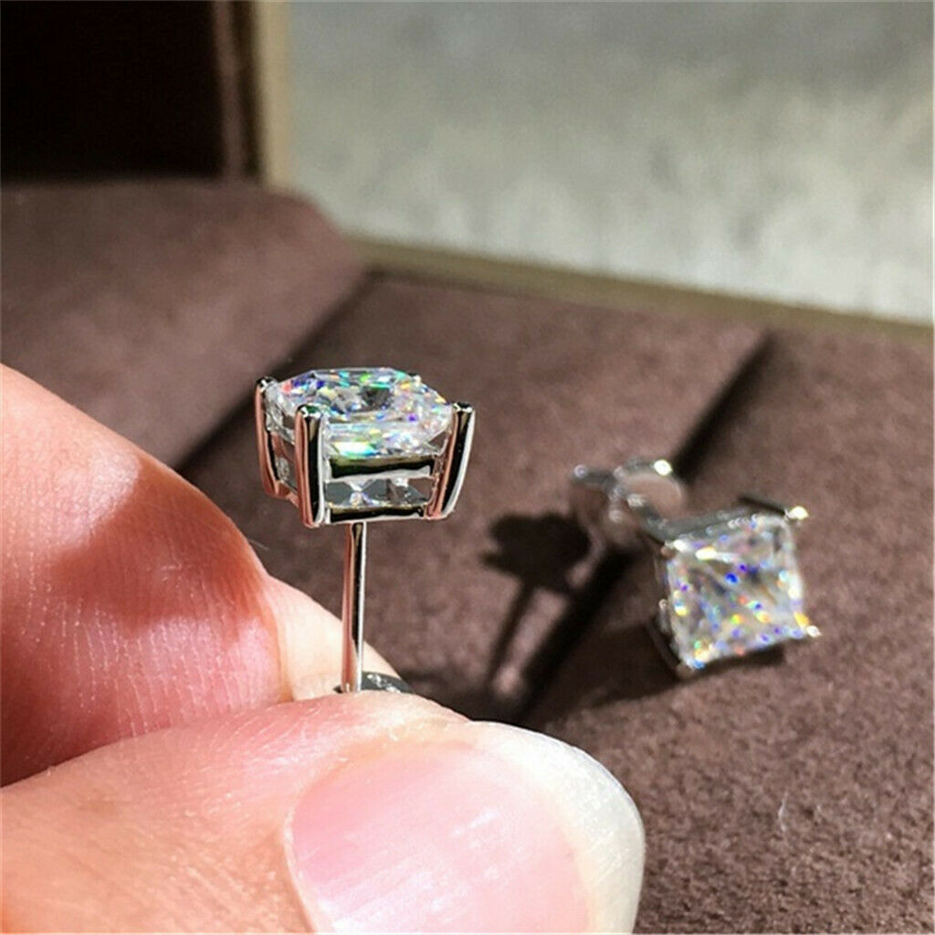 1Pair Square Stud Earrings Women Men Cubic Zirconia Crystal Stud Earrings Trendy