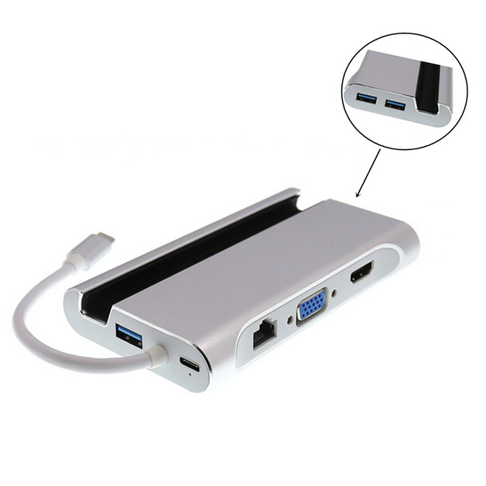 Hub adattatore di ricarica QHND Ethernet USB 3.1 Port C Type