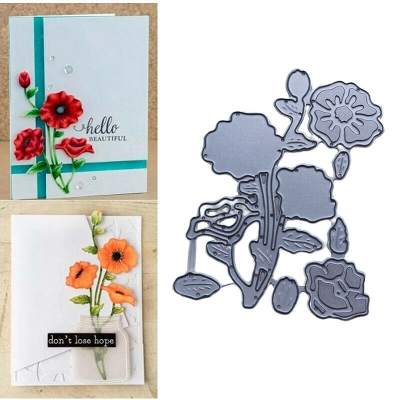 Poppies Flower Metal Cutting Dies Stencil DIY Scrapbooking Paper Card Cra.l8