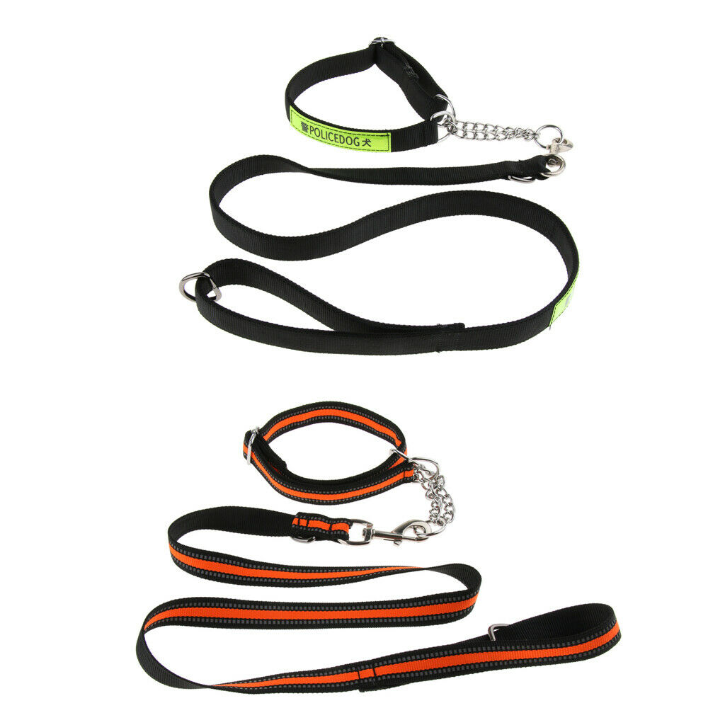 Reflective Strong Nylon Rope Dog Leash Collar Set for Walking Hiking Black
