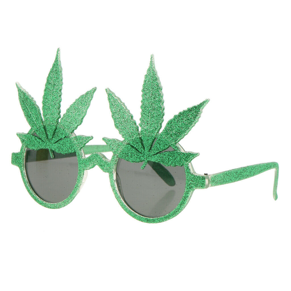 Novelty Glitter Green Maple Leaf