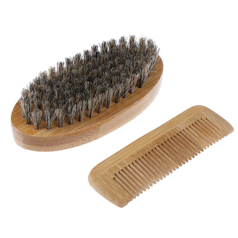 Mustache Care Wood Beard Comb Facial Shaving Boar Bristle Brush Beard Groo.l8