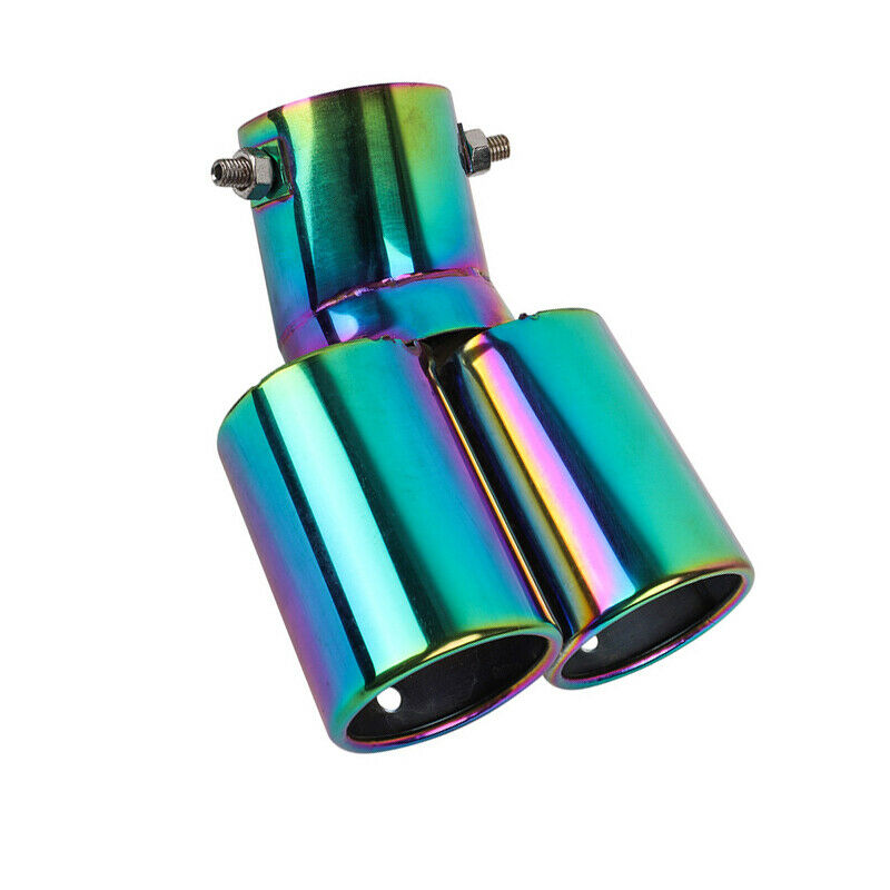 Car Stainless Steel Rear Dual Exhaust Pipe Tip Muffler Cover Tail Throat 63MM
