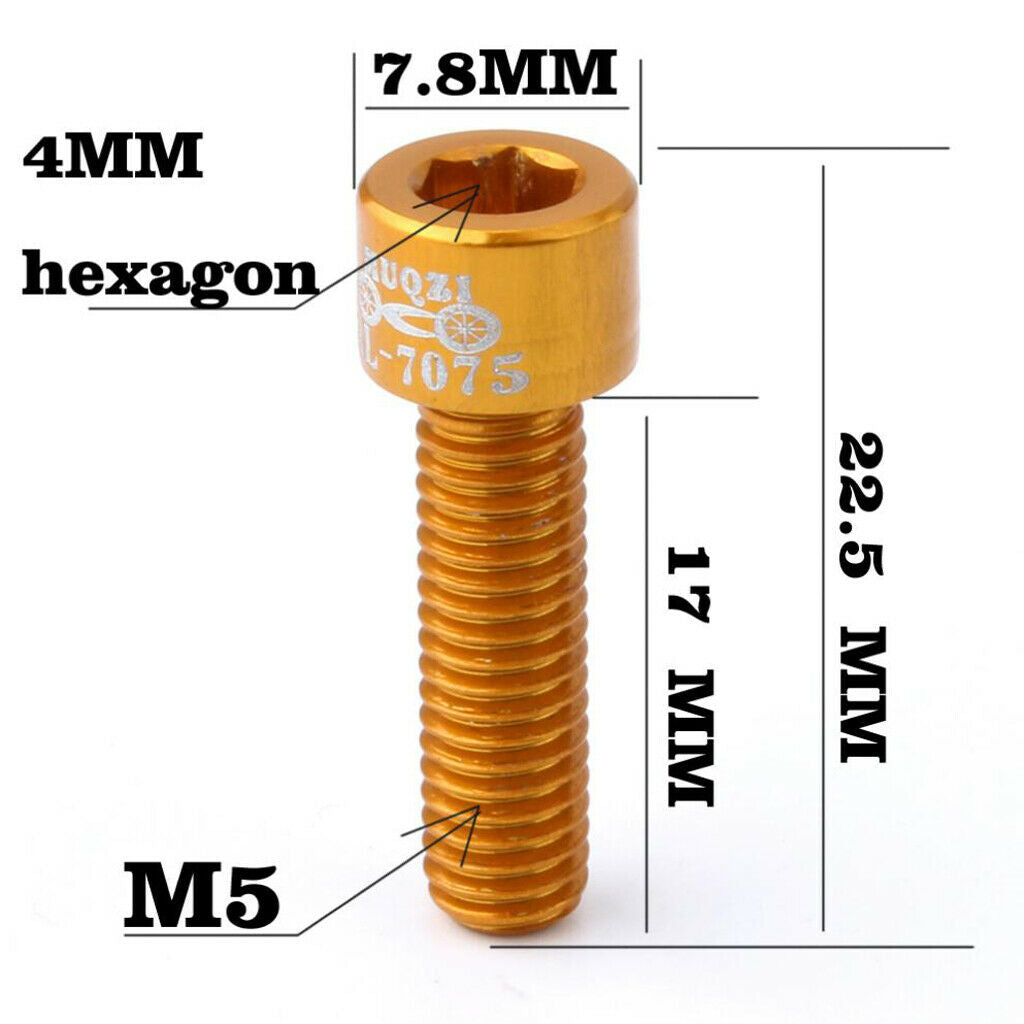 8x 7075 Aluminum Alloy MTB Road Bike M5x17mm Bicycle Handlebar Stem Bolts