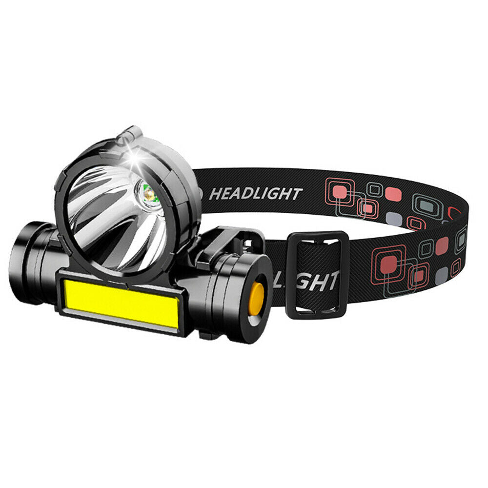 COB+LED Head Band Light Flashlight Headlamp Torch Lamp Waterproof Headlight NEW