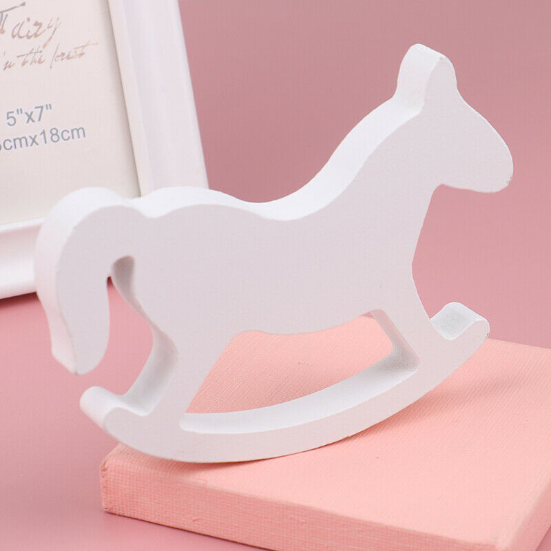 New Miniatures White Wooden Rocking Horse Trojan Home Decor Crafts Kids T.l8