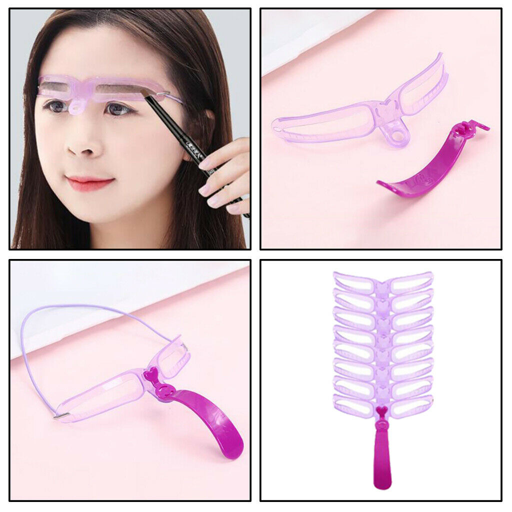 8 Style Eyebrow Grooming Stencil Kit Template Makeup Shaping Shaper DIY
