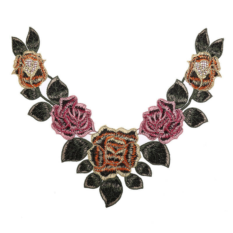 diy embroidered floral lace neckline neck collar trim clothes sewing applique PT