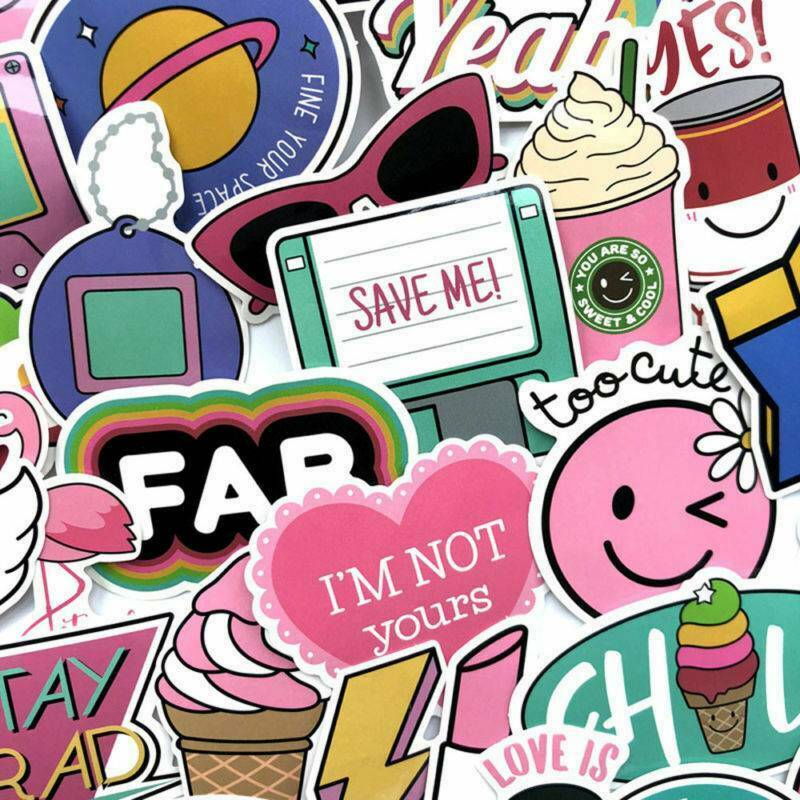 60Pcs/lot Anime Cute Pink Stickers Decals Skateboard Car Laptop Luggage Vinyls