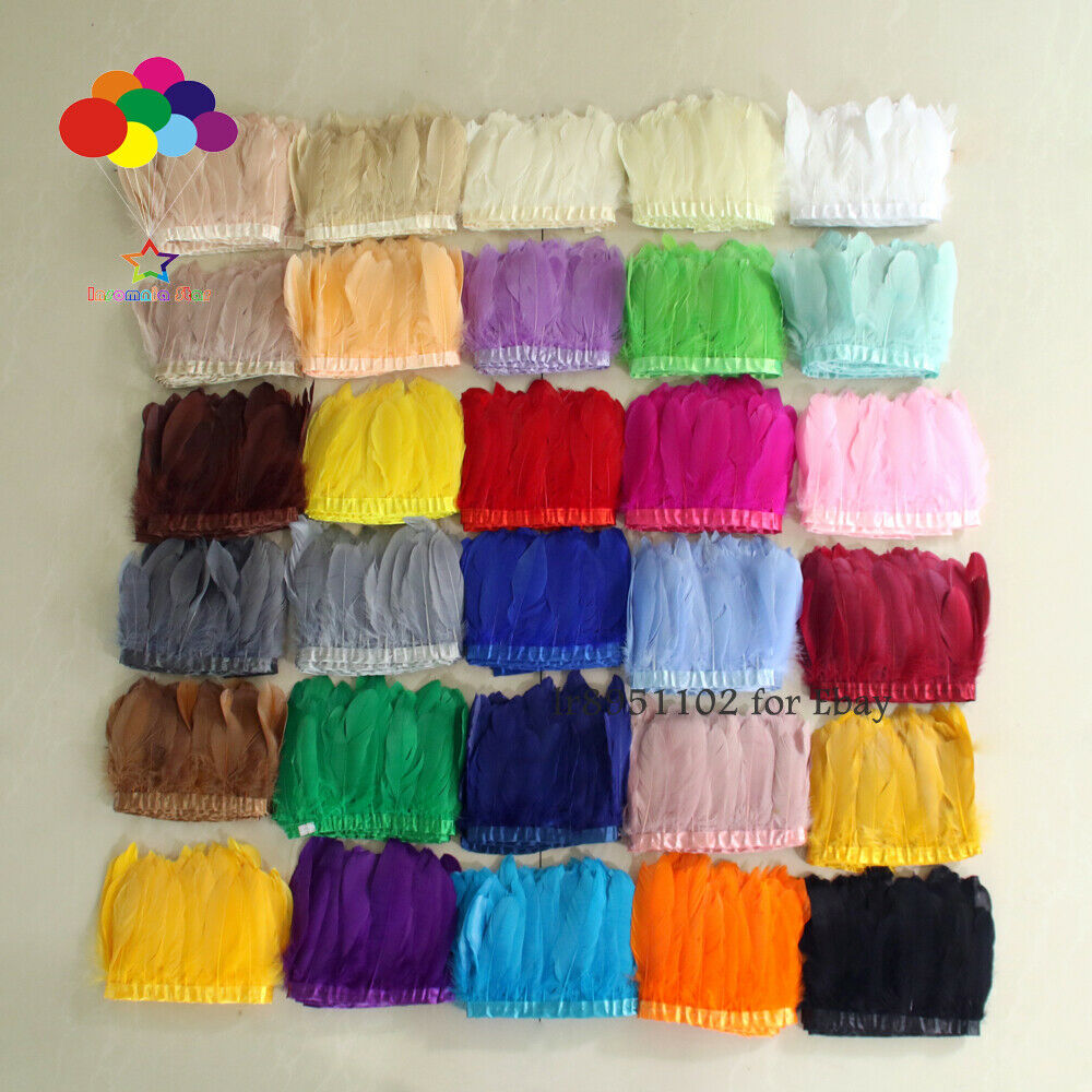Dyed Khaki goose feather ribbons 15-20cm fringes 6-8in trims wedding costumes