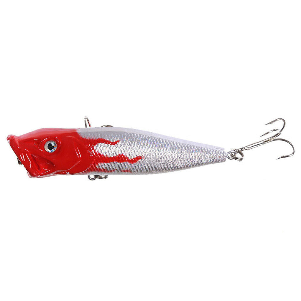 5pcs Fishing Topwater Floating Popper Lures Treble Hooks Hard Bait Crankbait