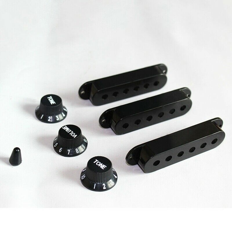 3Pcs Durable Guitar Pickup Cover Volume Tone Knobs Switch Tip Parts Set,Black A1