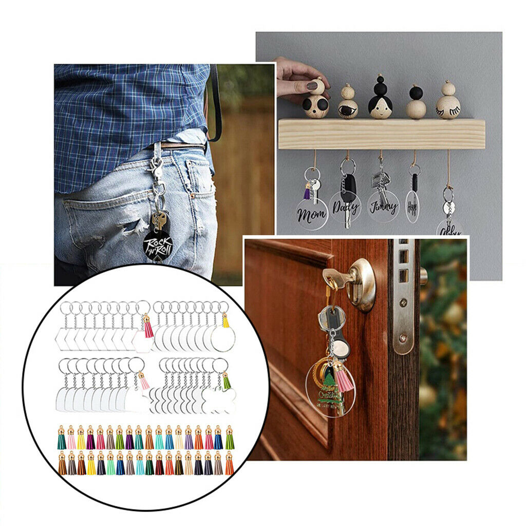 36 Pack Clear Acrylic Key Chain Keychain Blanks Charm Discs Keyring Crafts