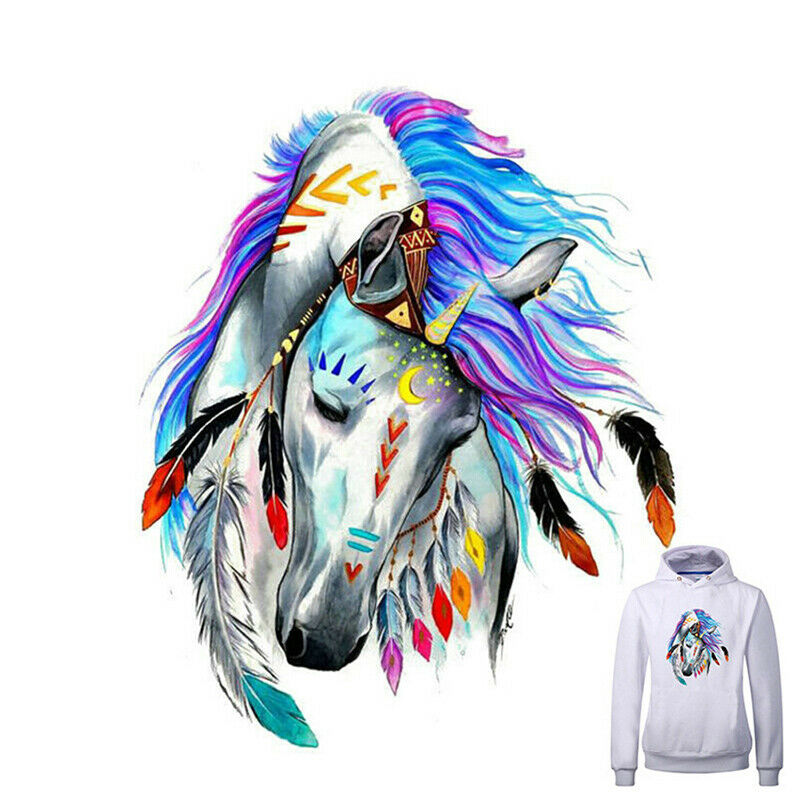 Multicolor Horse Patches Home Heat Iron on Transfer Stickers DIY Clothes .l8